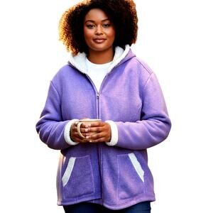 D & CO. 2X Purple Hooded Women's Coat Jacket Plus Size 2XL XXL 18W 20W